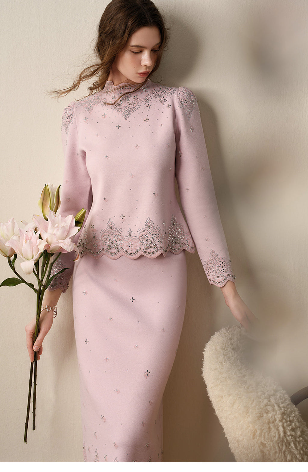 RoCoCo_Pink Knit Two-Piece Dress