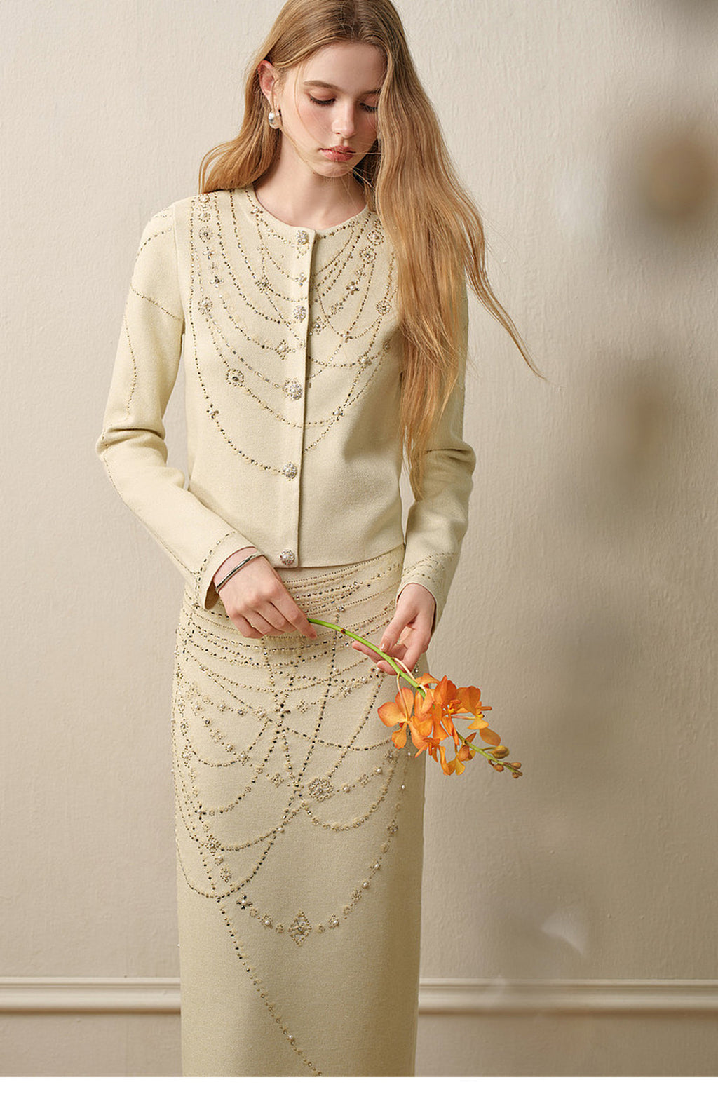 Soft Autumn Charm_Light Green Knit Two-Piece Set