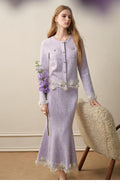 Lavender_purple Knit Two-Piece Dress
