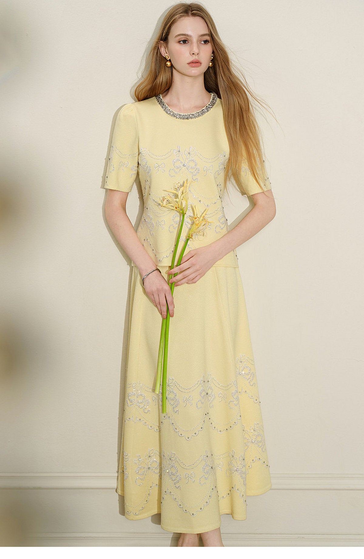 Lemon Baroque_Light Yellow Knit Two-Piece Set