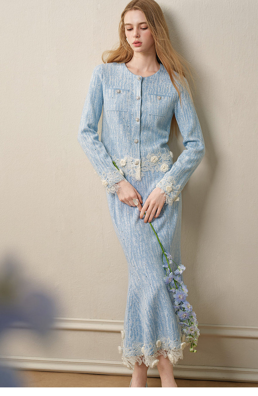 Blue Wave_Blue Knit Two-Piece Dress
