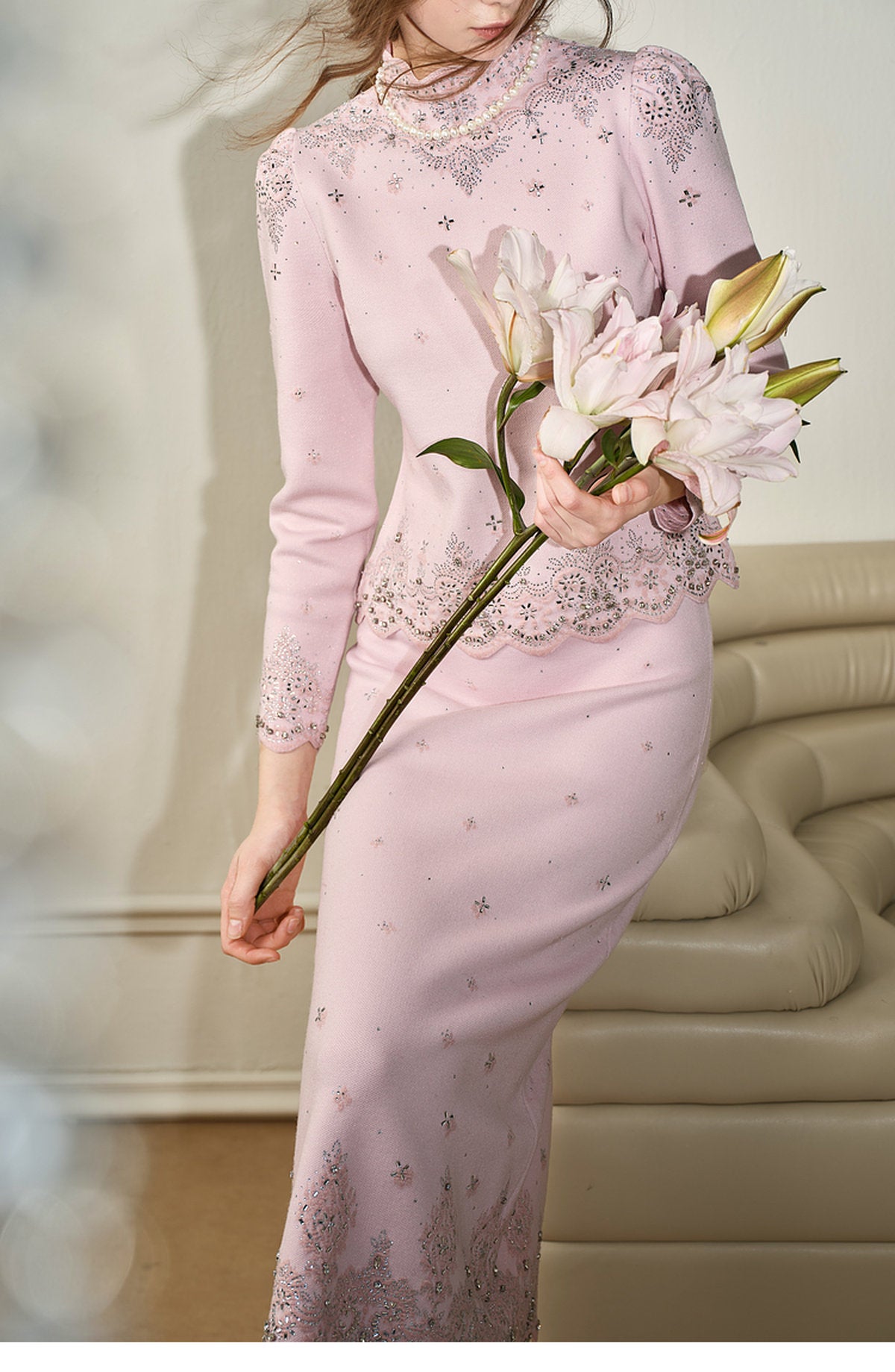 RoCoCo_Pink Knit Two-Piece Dress
