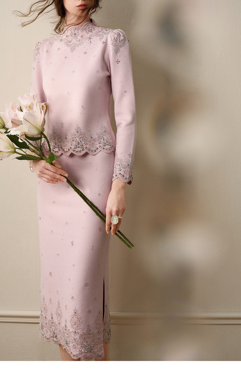 RoCoCo_Pink Knit Two-Piece Dress