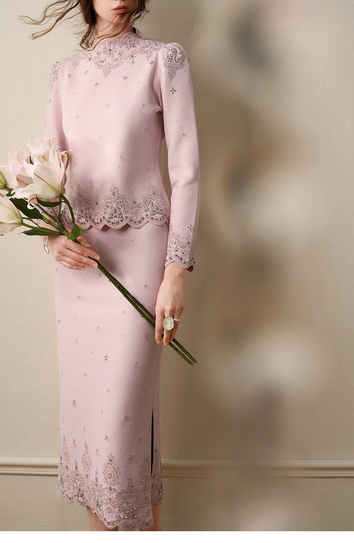 RoCoCo_Pink Knit Two-Piece Dress