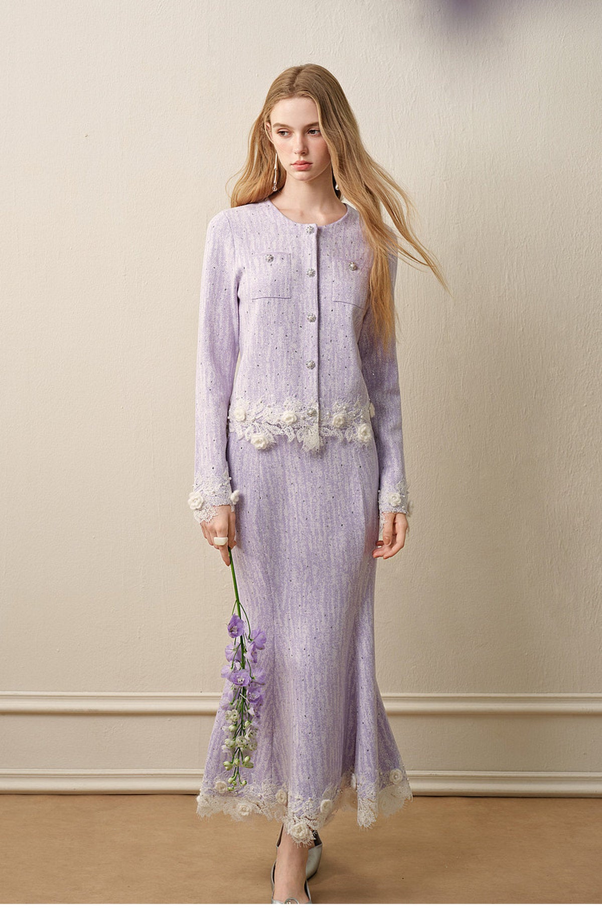 Lavender_purple Knit Two-Piece Dress