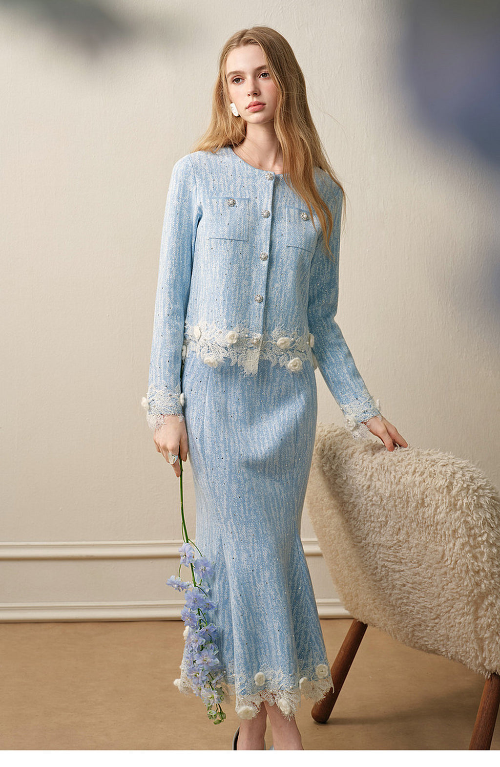 Blue Wave_Blue Knit Two-Piece Dress