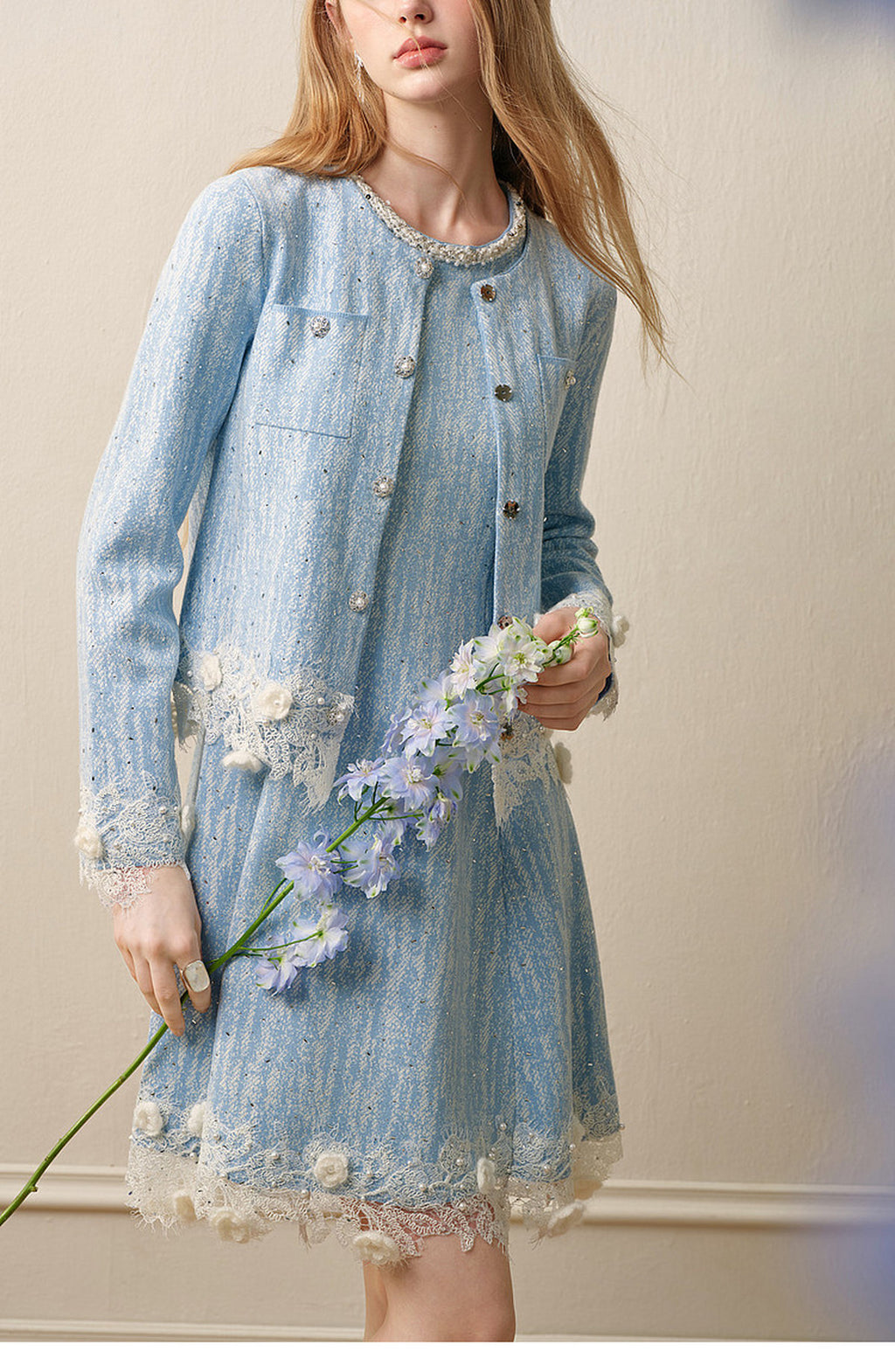 Azure Mist_Light Blue Knit Two-Piece Set