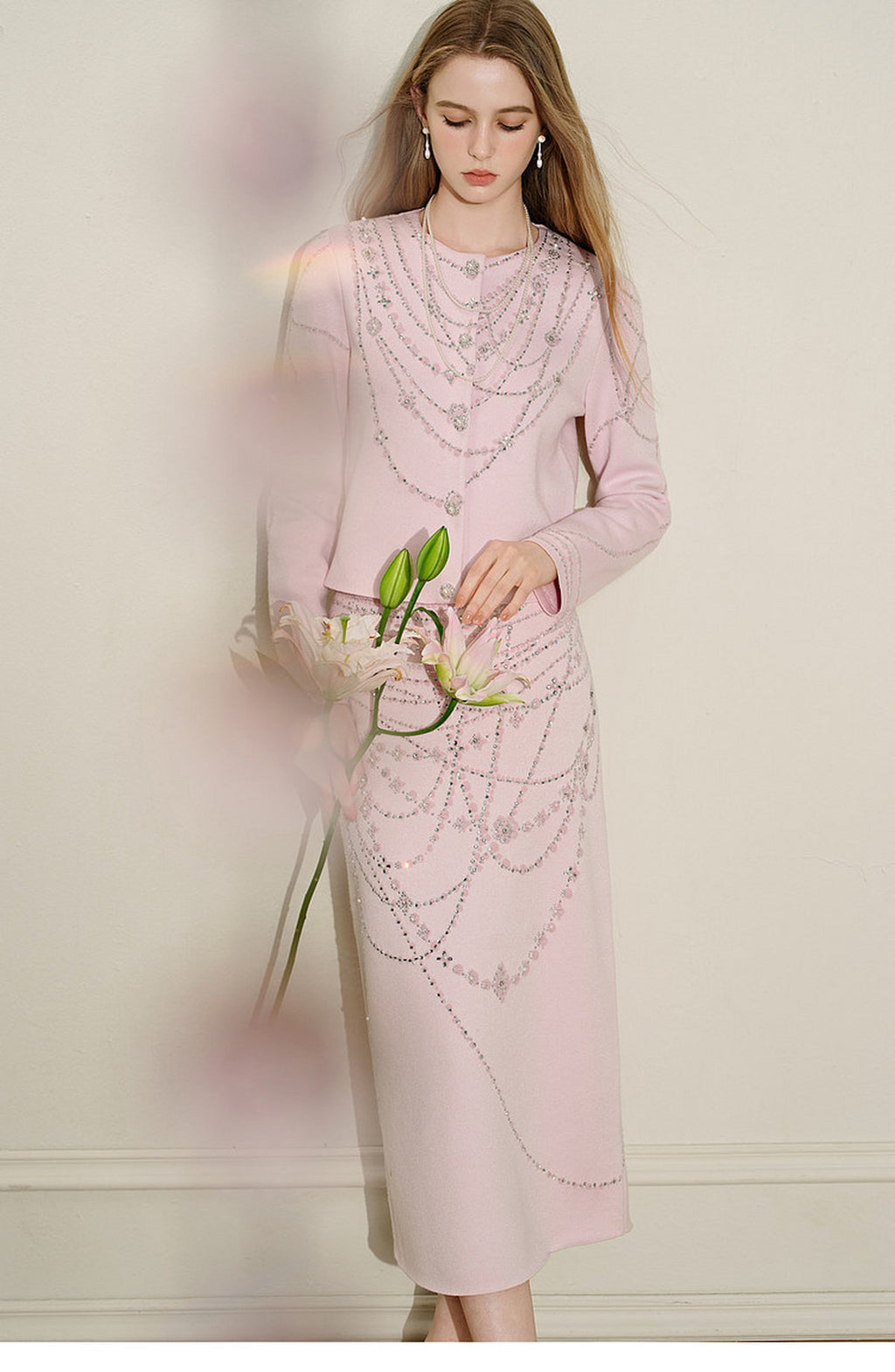 Autumn Tale_Light Pink Knit Two-Piece Set