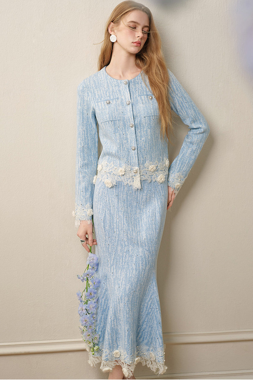 Blue Wave_Blue Knit Two-Piece Dress