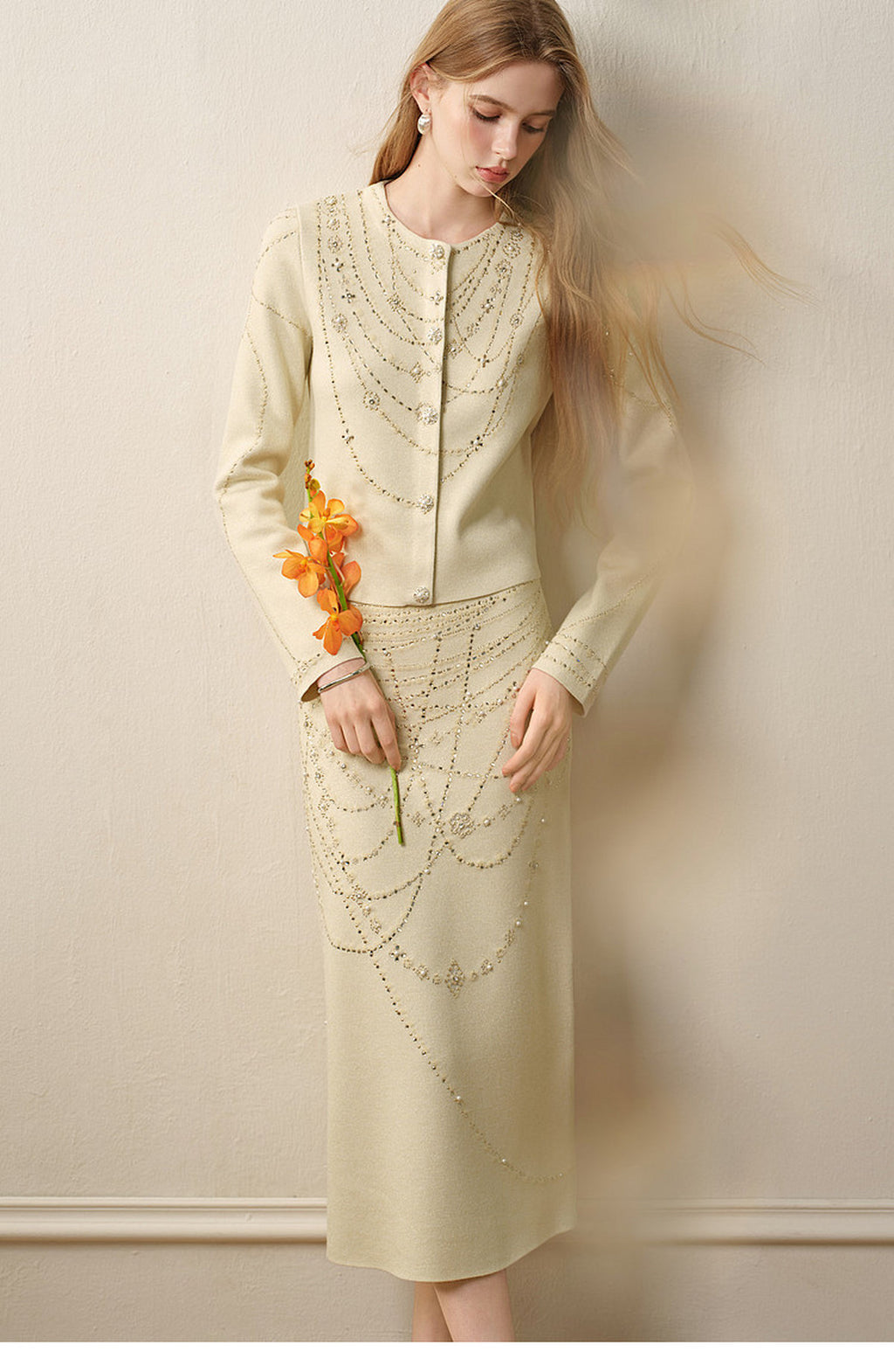Soft Autumn Charm_Light Green Knit Two-Piece Set