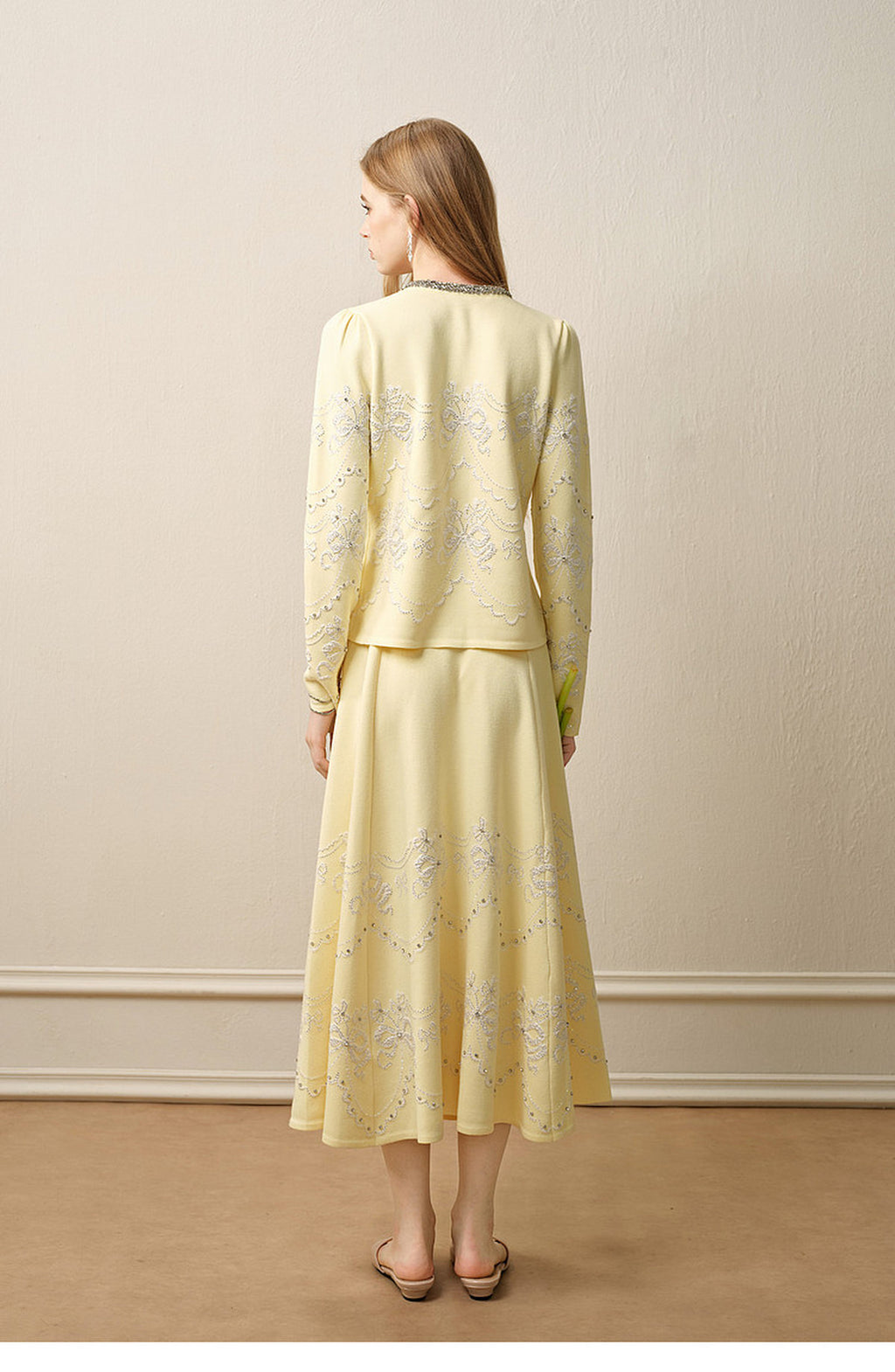 RoCoCo Memory_Pale Yellow Knit Long Dress