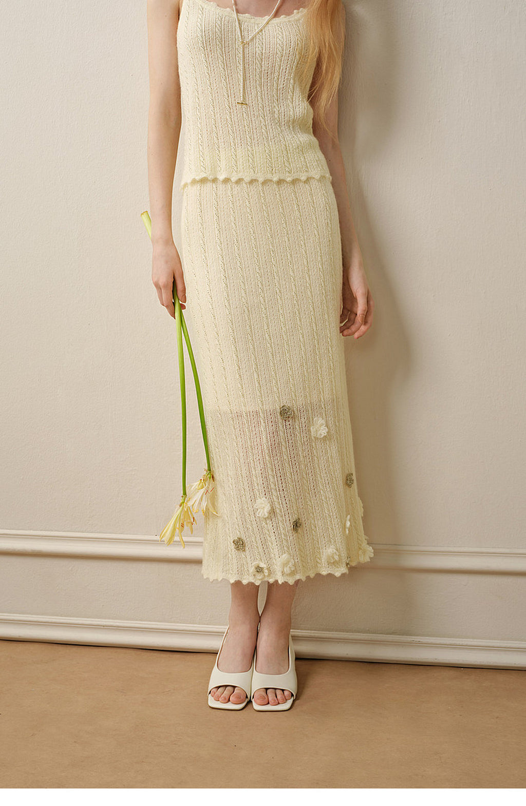 Pale Yellow Long Dress Three-Piece Set
