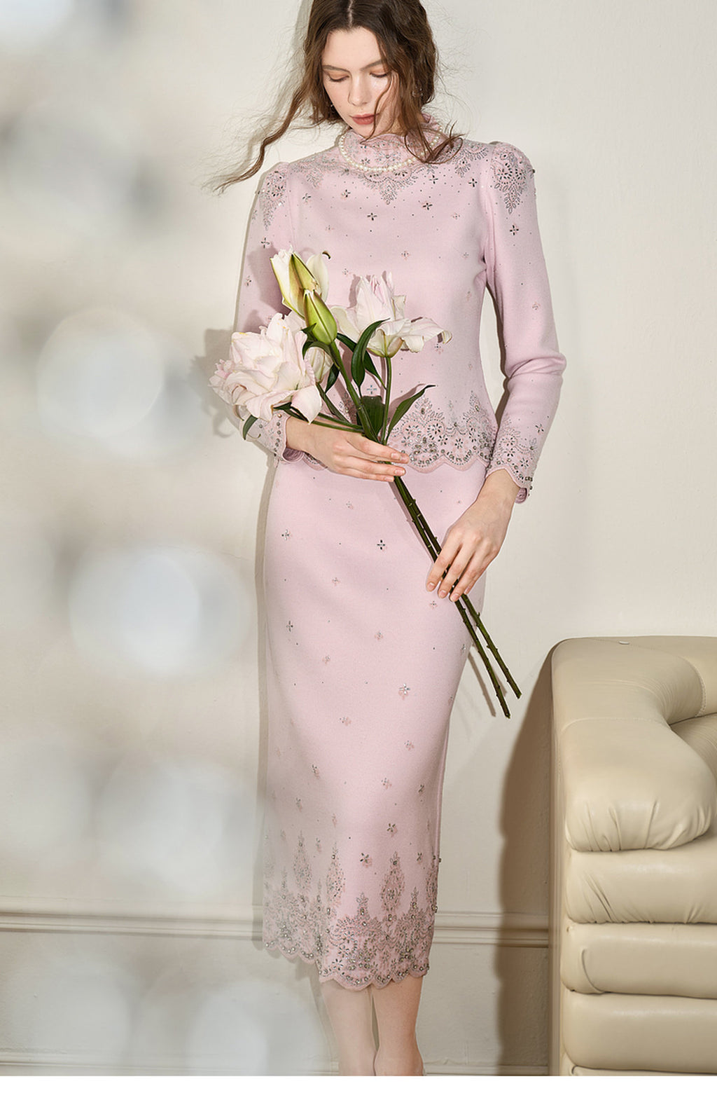 RoCoCo_Pink Knit Two-Piece Dress