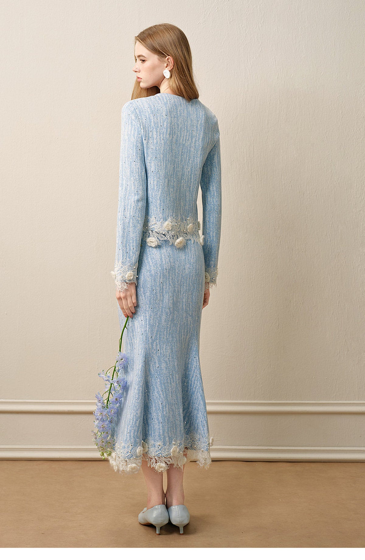 Blue Wave_Blue Knit Two-Piece Dress