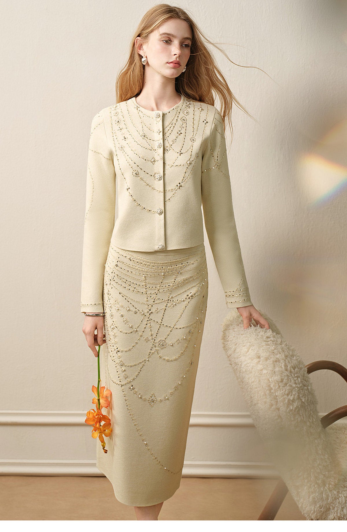 Soft Autumn Charm_Light Green Knit Two-Piece Set