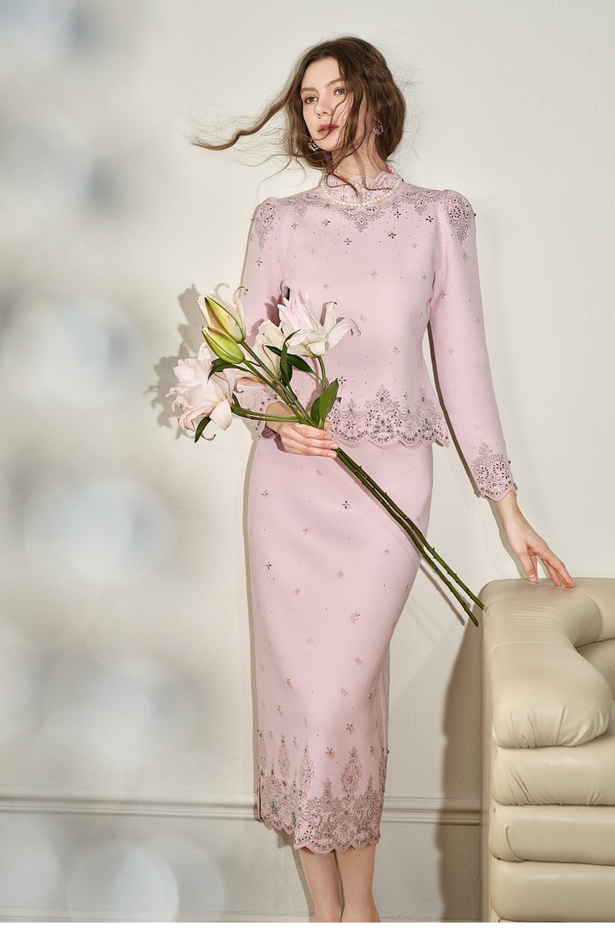 RoCoCo_Pink Knit Two-Piece Dress