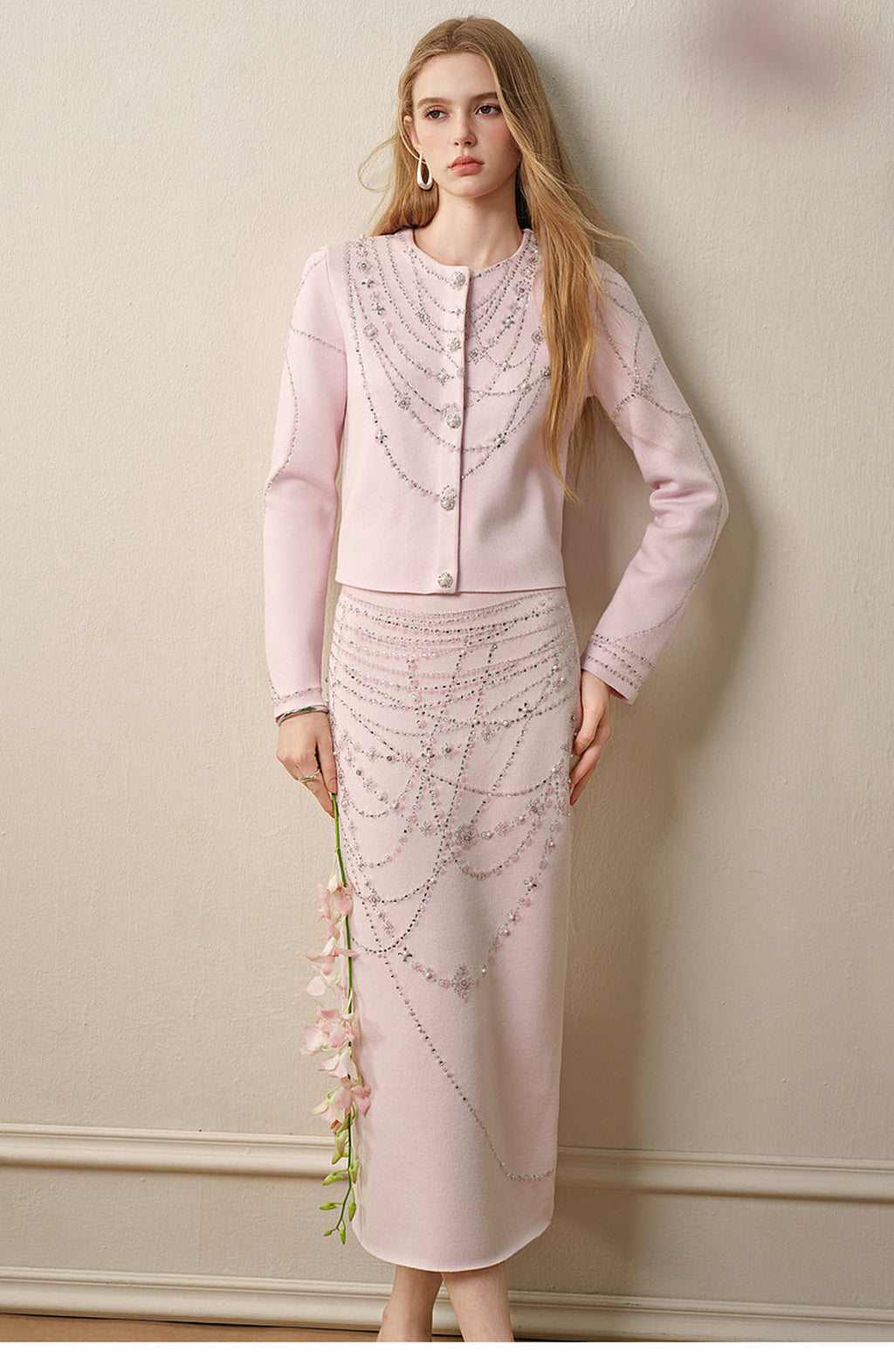 Autumn Tale_Light Pink Knit Two-Piece Set