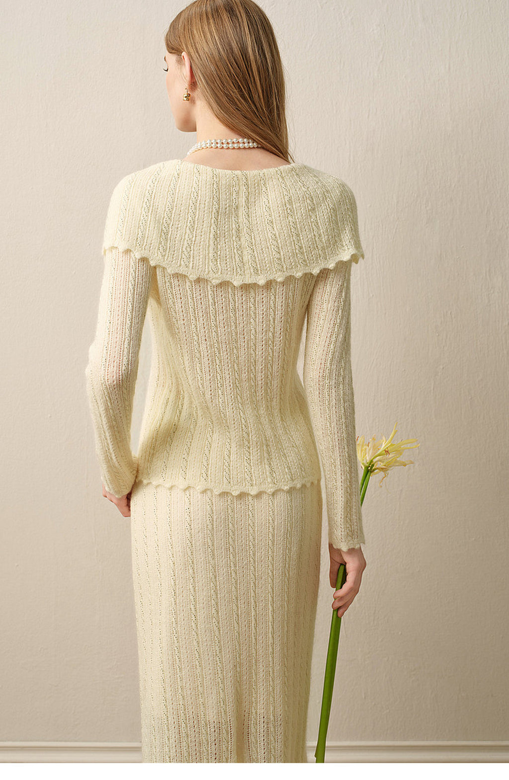 Knitted Lapel Two-Piece Set