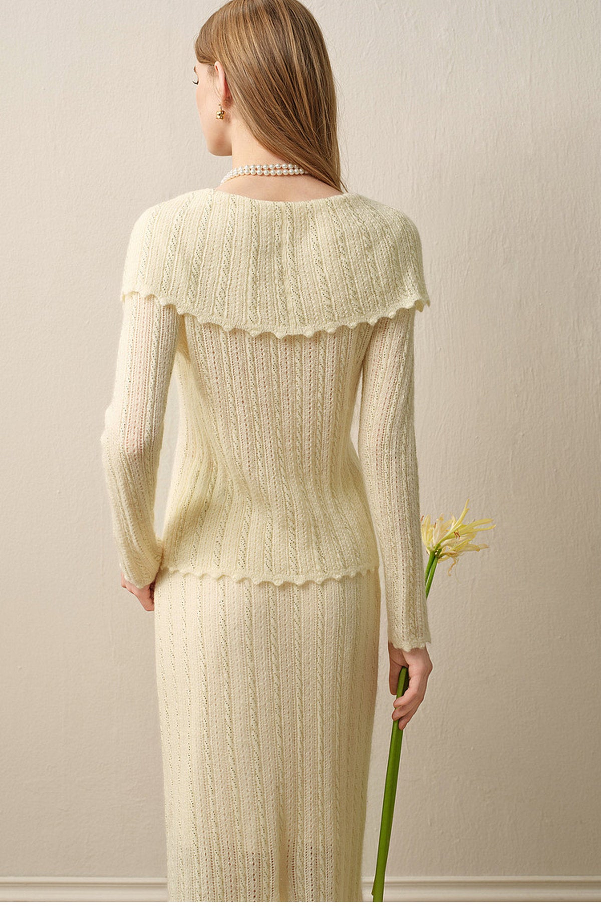 Knitted Lapel Two-Piece Set