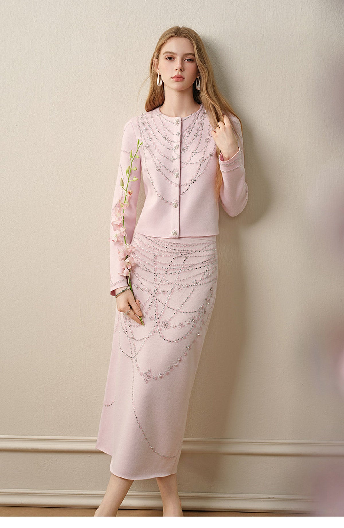 Autumn Tale_Light Pink Knit Two-Piece Set