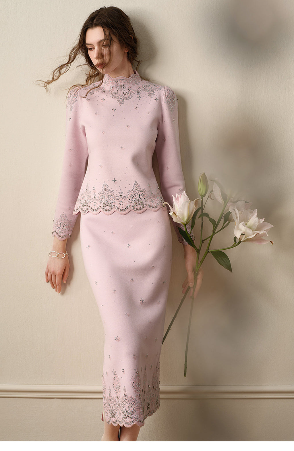 RoCoCo_Pink Knit Two-Piece Dress