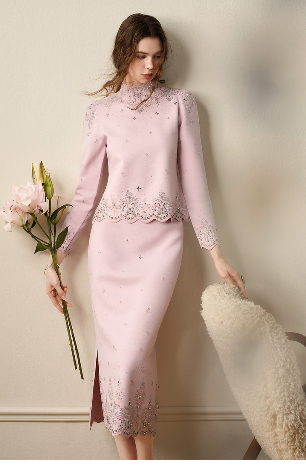 RoCoCo_Pink Knit Two-Piece Dress