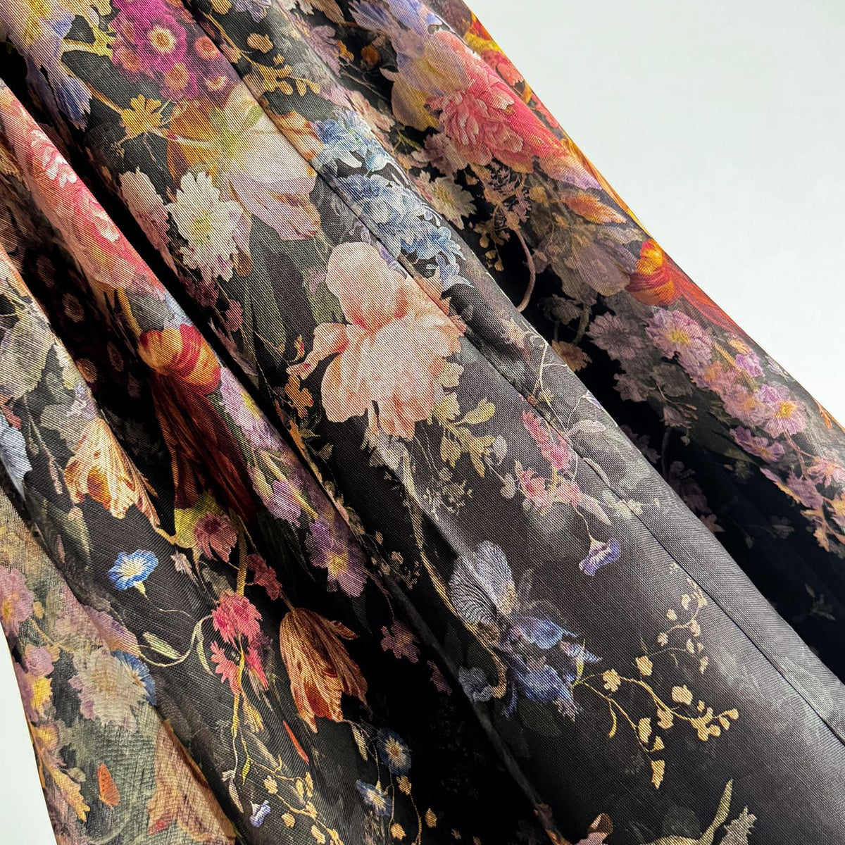 Black Vintage Floral Bow Midi Slip Dress