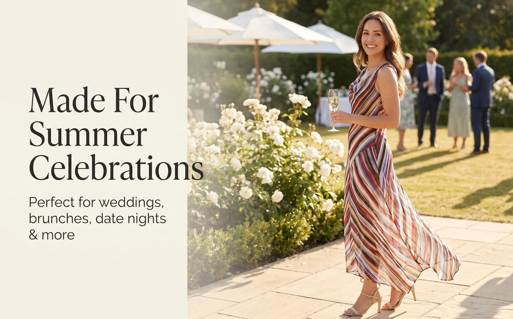 Rainbow Stripe Tulip Hem Silk Maxi Dress