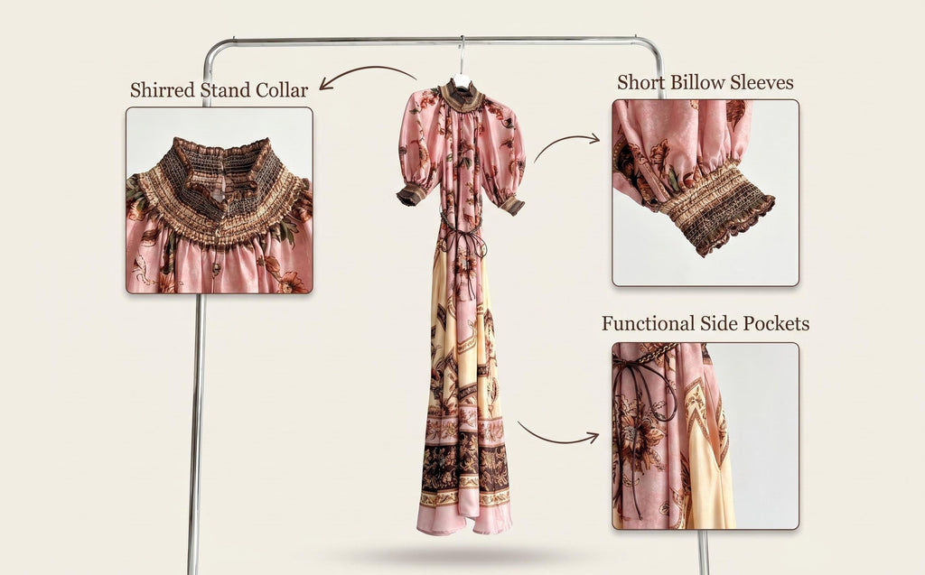 The Aster Billow Maxi Dress in Mauve Jacobean