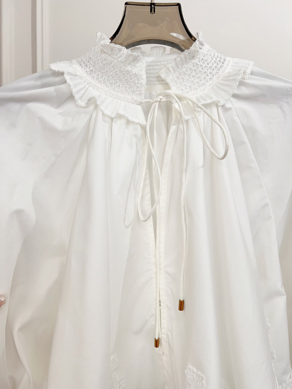 Vintage Soft Lace Lapel Collar Long Sleeve Blouse