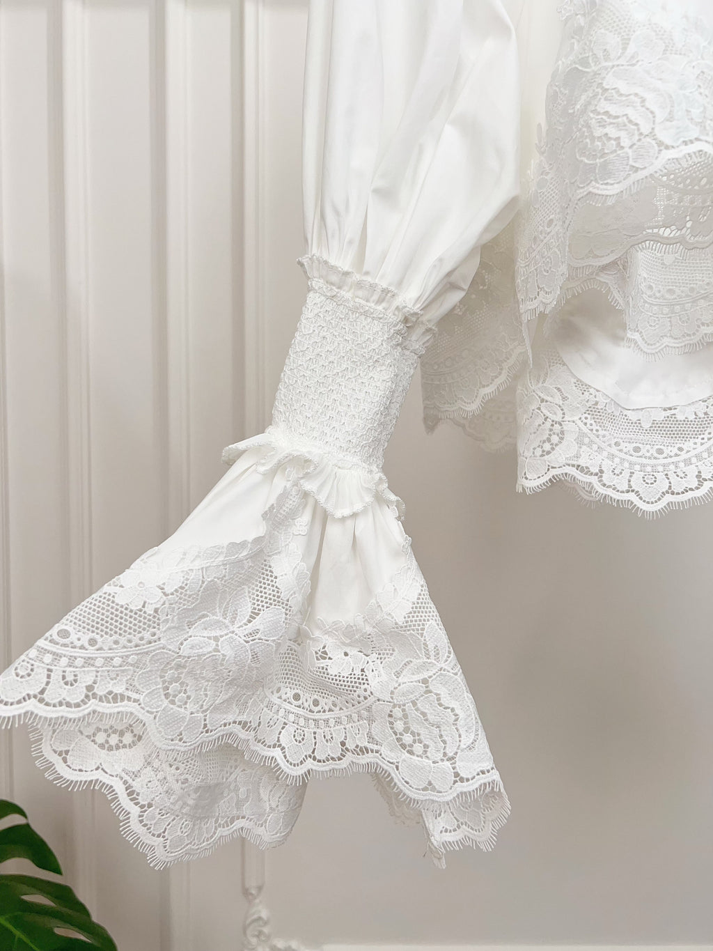 Vintage Soft Lace Lapel Collar Long Sleeve Blouse