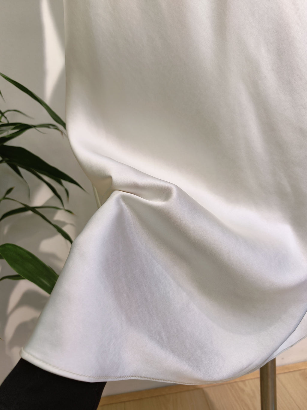 White Tweed & Satin Paneled Dress
