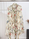 Vintage Floral Print Satin Midi Dress