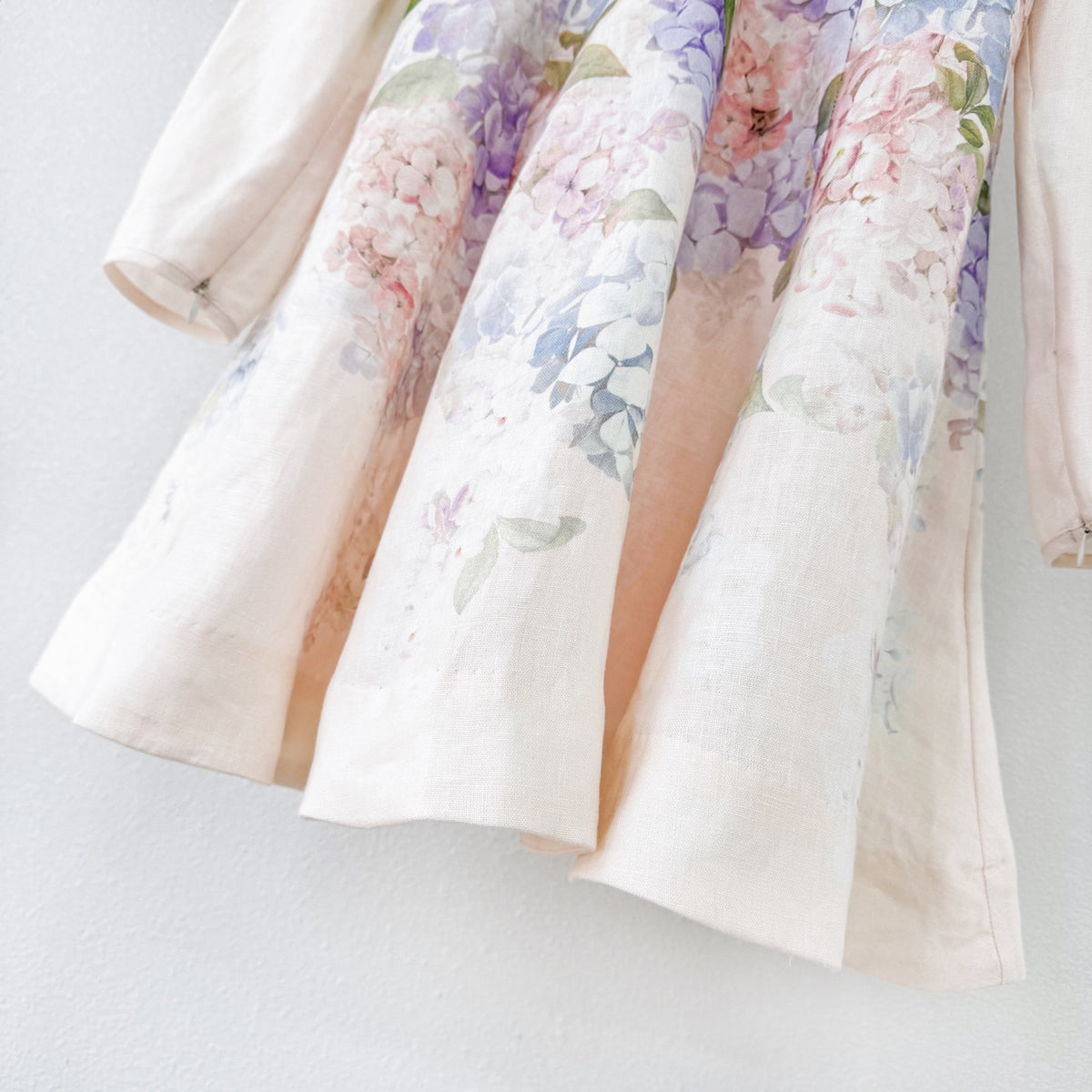 Linen Hydrangea Long Sleeve Mini Dress