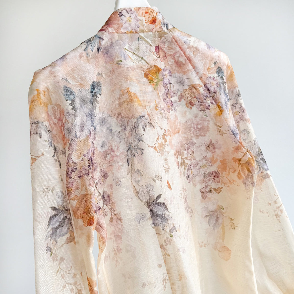 Elegant Pinted silk-linen Blouse and Skirt Two Piece Set