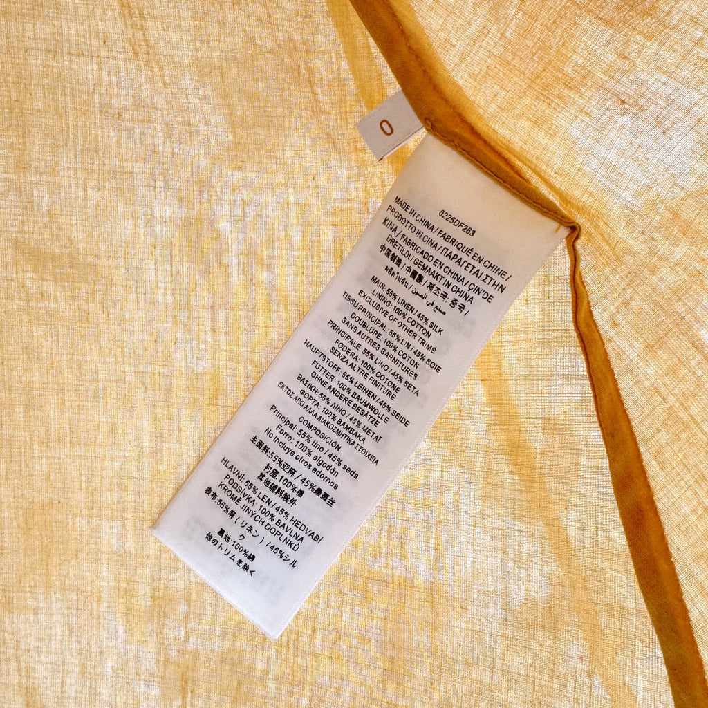 Yellow Printed Linen Silk Slip Dress