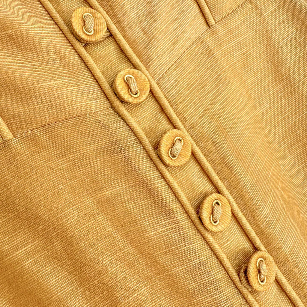 Yellow Printed Linen Silk Slip Dress