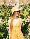 Yellow Printed Linen Silk Slip Dress