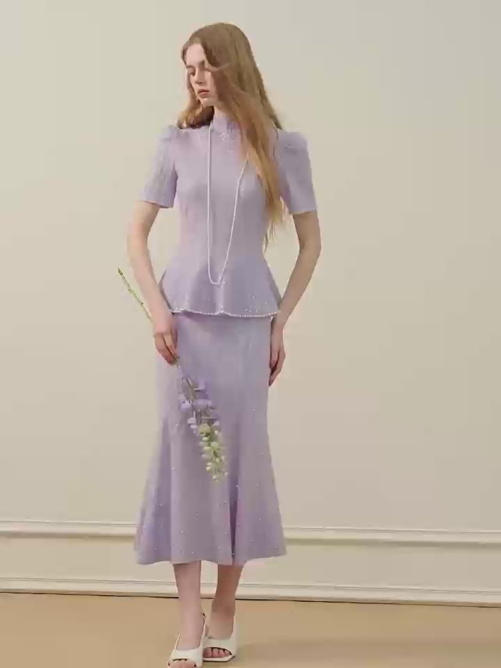 Tide Glow Gala_Light Purple Knit Two-Piece Set