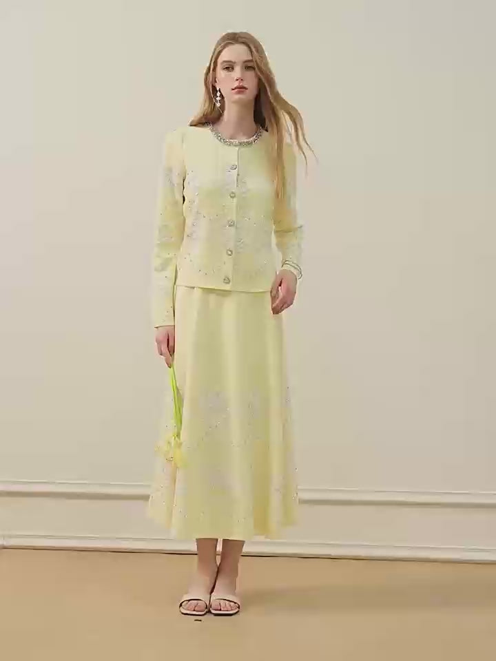RoCoCo Memory_Pale Yellow Knit Long Dress