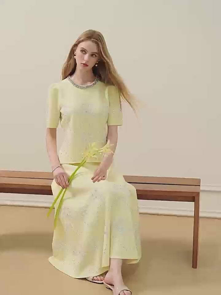Lemon Baroque_Light Yellow Knit Two-Piece Set