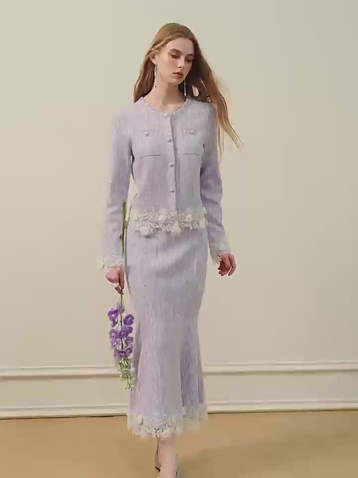 Lavender_purple Knit Two-Piece Dress