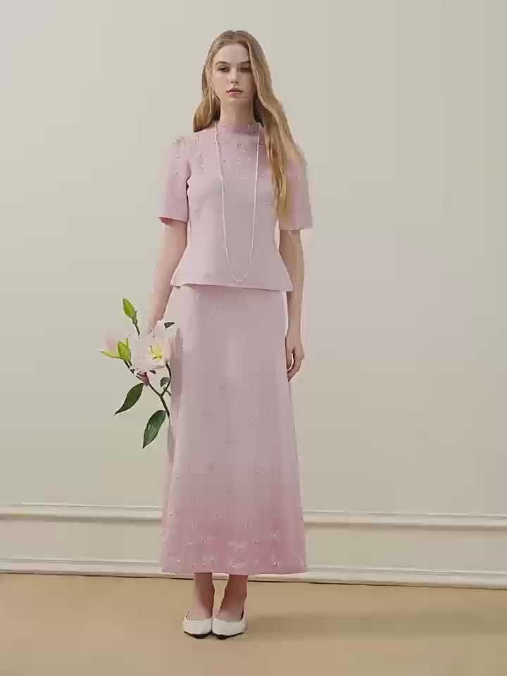 Dancing Butterfly_Light Pink Knit Two-Piece Set