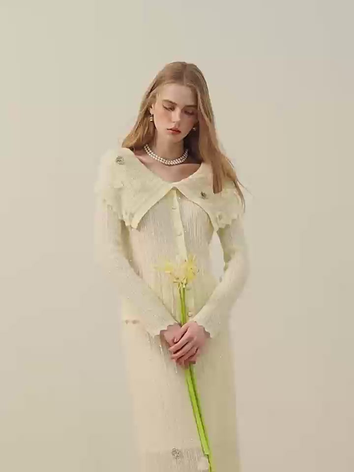 Knitted Lapel Two-Piece Set
