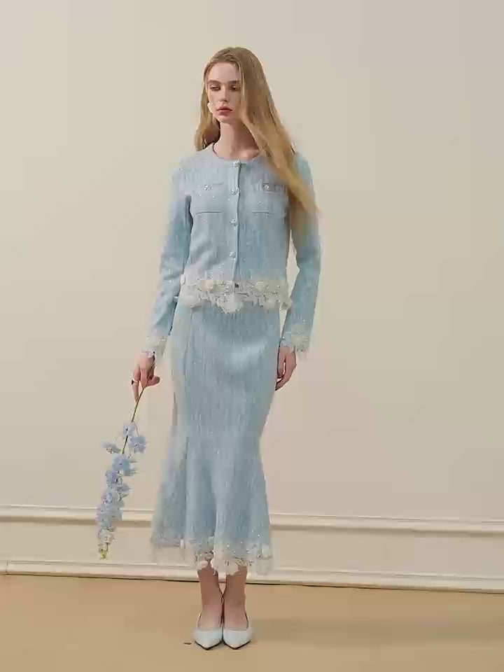 Blue Wave_Blue Knit Two-Piece Dress