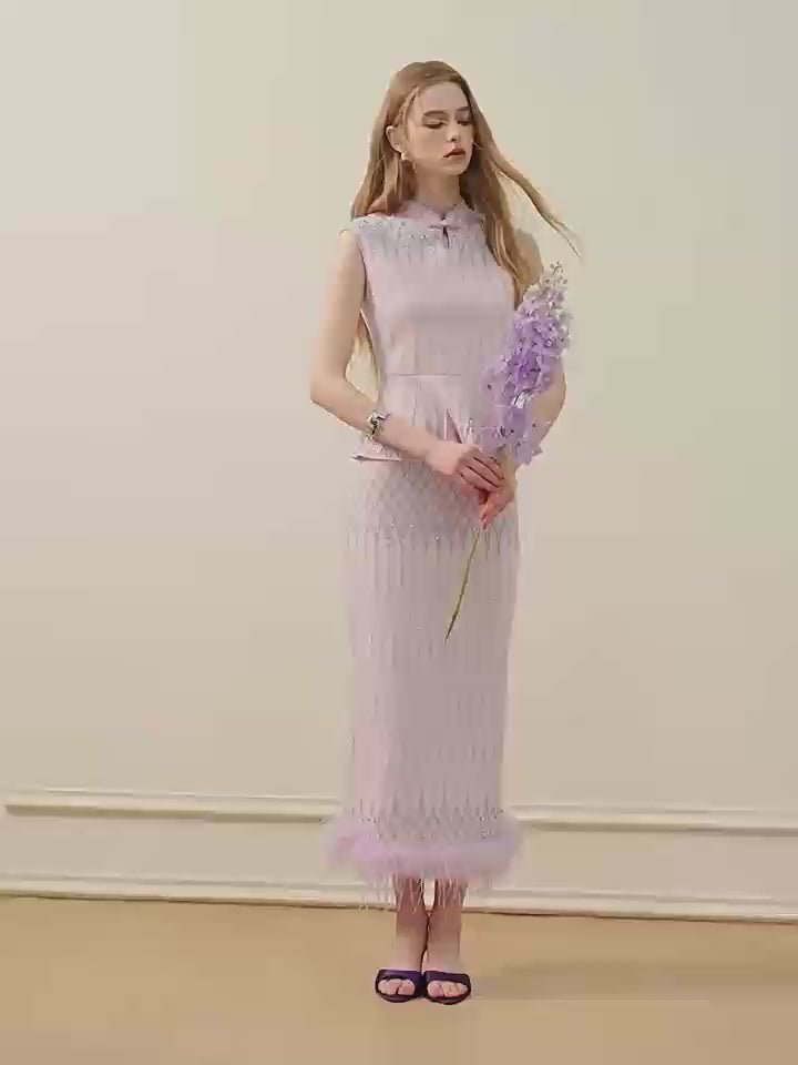 Purple Mist Galaxy_Light Purple Knit Two-Piece Set