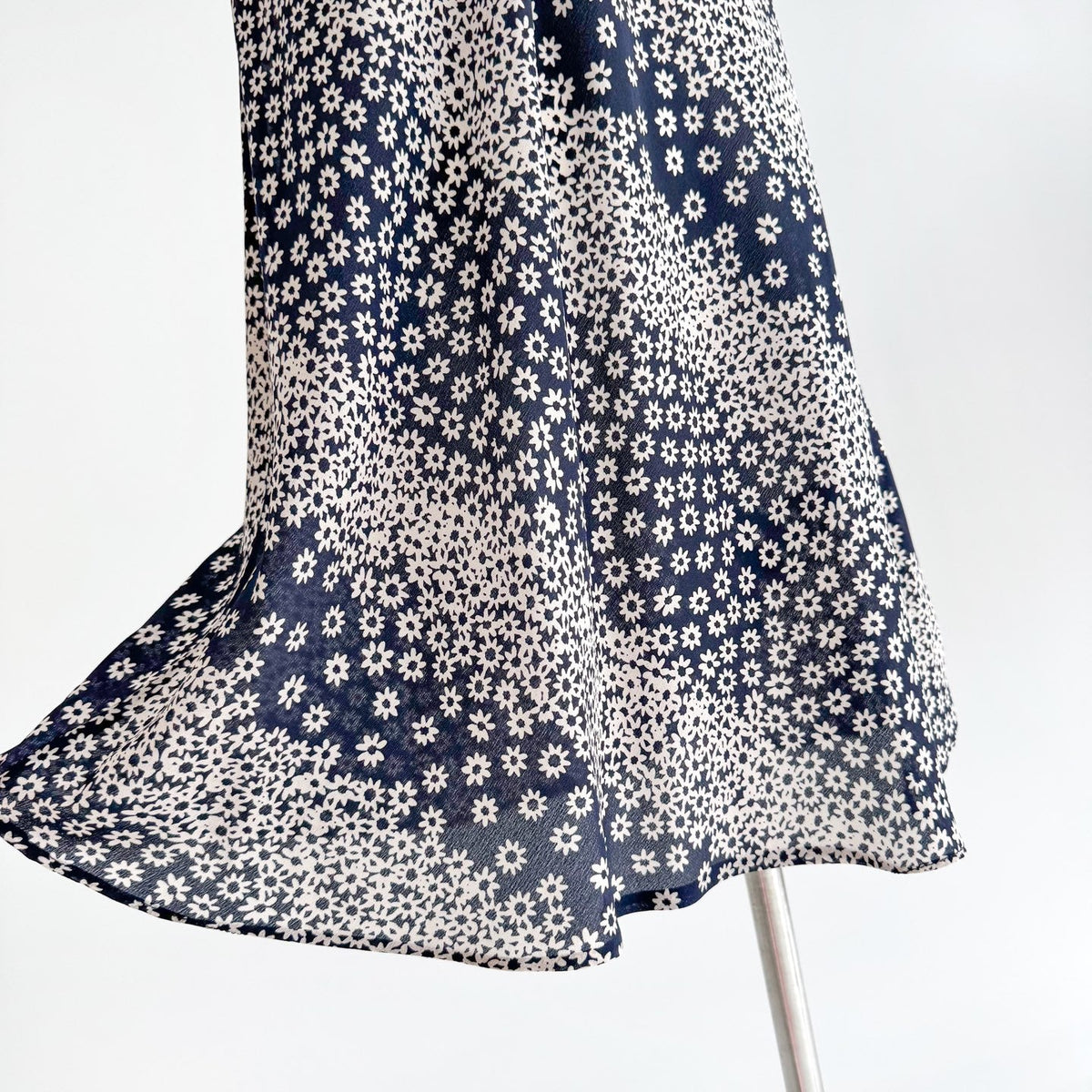 Two Tone Polka Dot Floral Print Halter Neck Irregular Mermaid Hem Maxi Dress