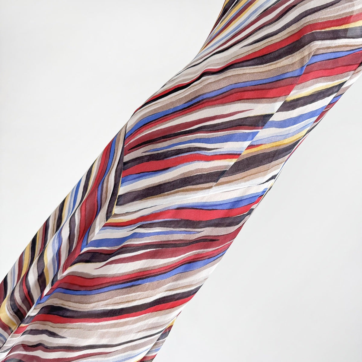 Rainbow Stripe Tulip Hem Silk Maxi Dress