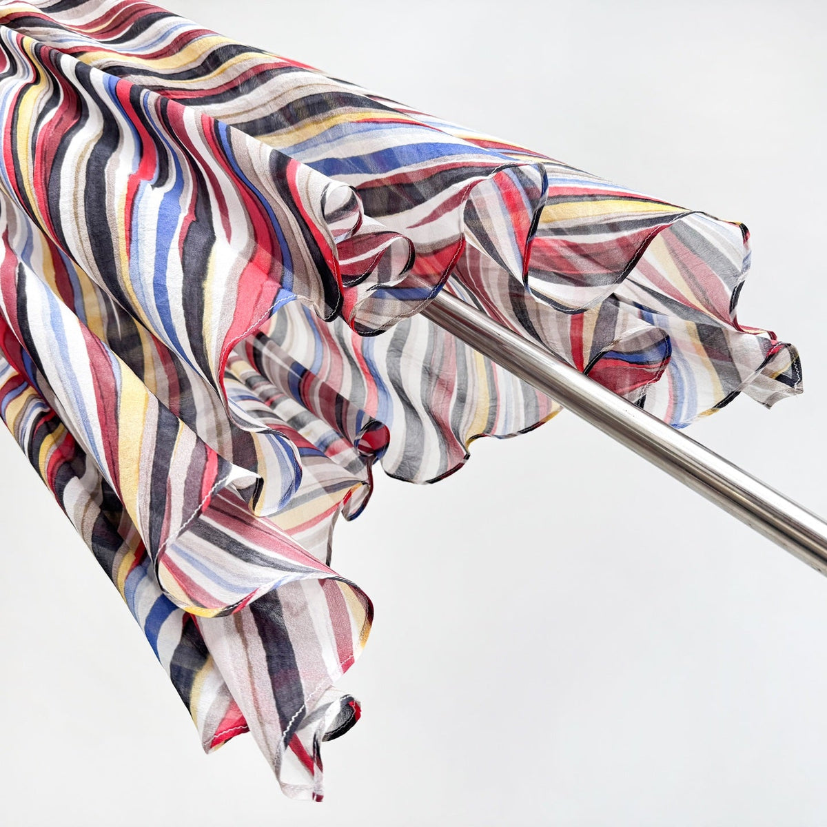 Rainbow Stripe Tulip Hem Silk Maxi Dress