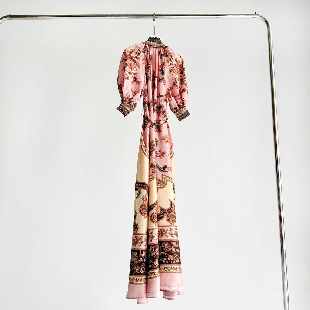 The Aster Billow Maxi Dress in Mauve Jacobean